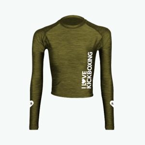 Full Sleeve Crop Top - Textured Military Green