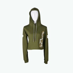 Ladies Cropped Hoodie - Military Green