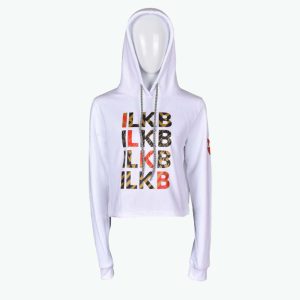 ILKB Block Cropped Hoodie - White