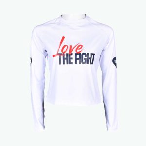 Love The Fight Full Sleeve Crop Top - White