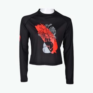 Succulent Full Sleeve Crop Top - Black